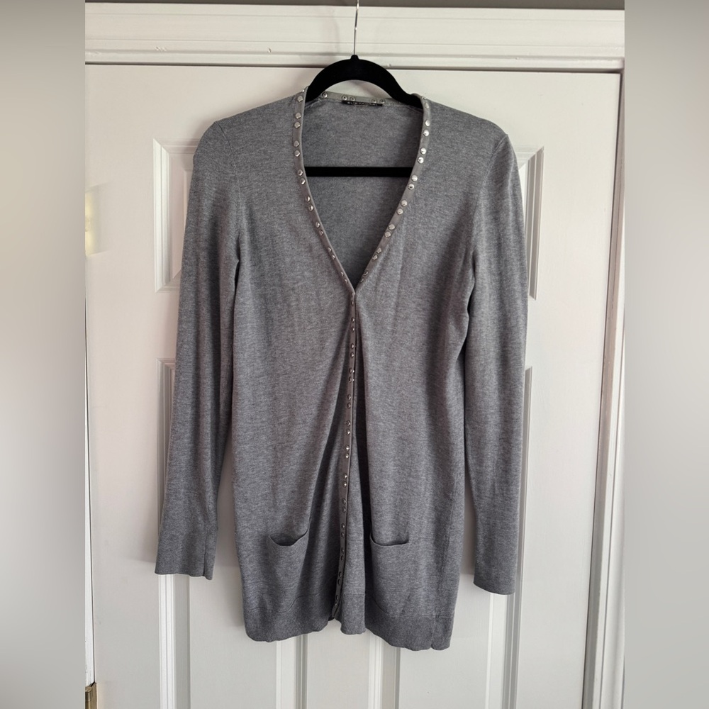 Elie Tahari Gray Knit Cardigan Sweater